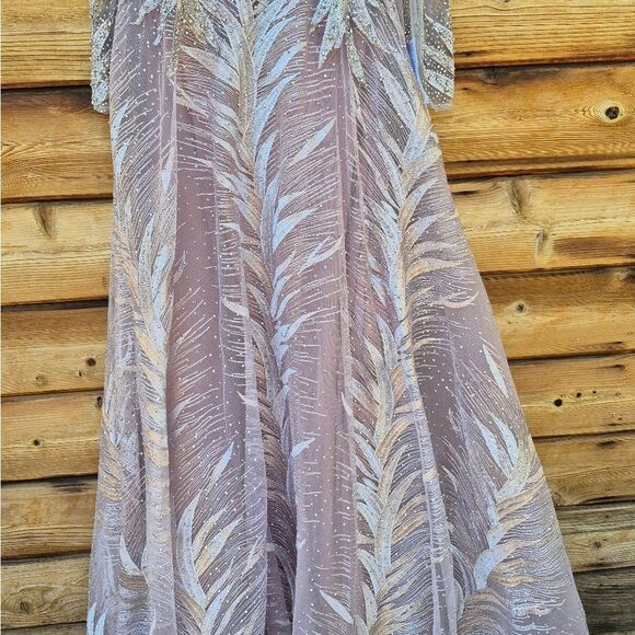 LARA High Neck Sheer Long Sleeve Embellished Gown - Picture 6 of 12